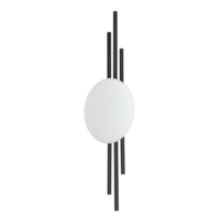 surface wall light with three vertical bars and a round opal diffuser on board LED colour black
