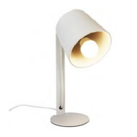 small desk lamp with non-adjustable fabric shade in white
