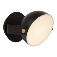 small black wall light with adjustable head and includes LED
