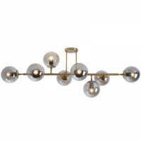 Satin Gold Metal Ceiling Fitting with Smoke Colour Glass