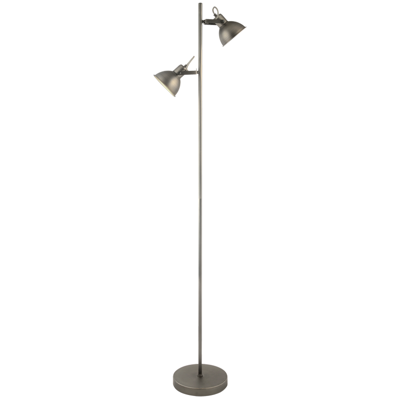 Matt Antique Silver 2 Light Floor Lamp