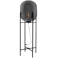 Metal Floor Lamp with Smoke Colour GlassOn / Off Foot Switch