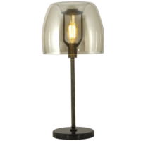 Metal Table Lamp with Cognac Colour Glass
