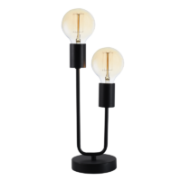 Metal Table Lamp with Two Globes, Black