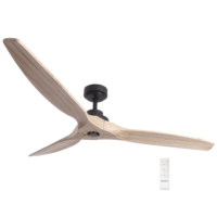 3 blade fan - Metal with Solid Wood Blades (Natural) no light