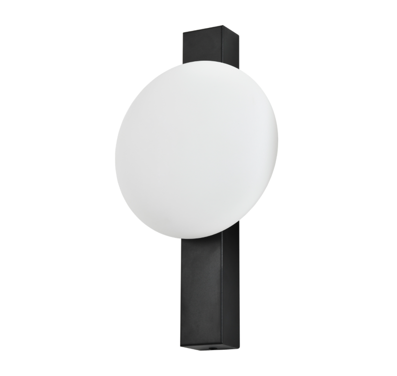 Rectangular Wall Light with Orb diffuser - Black