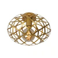 surface mounted ceiling light oval mesh shade with opening in gold