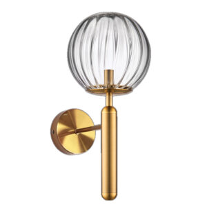 surface mounted wall light in gold with clear glass lollipop design