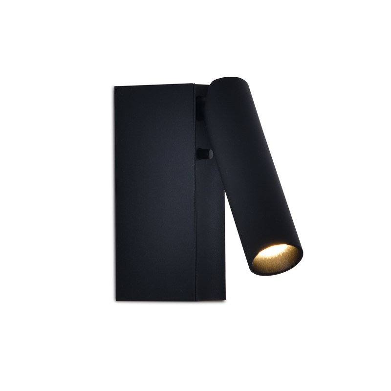 black surface reading light for walls with adjustable tube spot LED