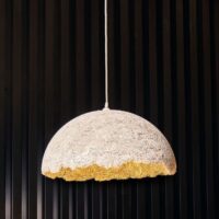 half dome coir dome grey hanging light in a lounge