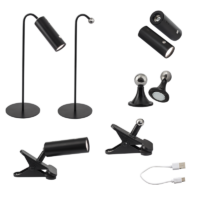 magnetic LED light on stand - 4 in 1 with clamp wall mount in black
