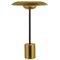 table lamp with built in LED and black and gold body