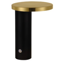 table lamp with built in LED and black and gold body