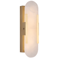 surface mounted wall light with brass and alabaster shade