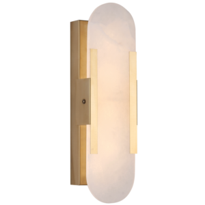 surface mounted wall light with brass and alabaster shade