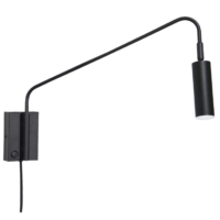 surface mounted wall light for reading in black adjustable arm