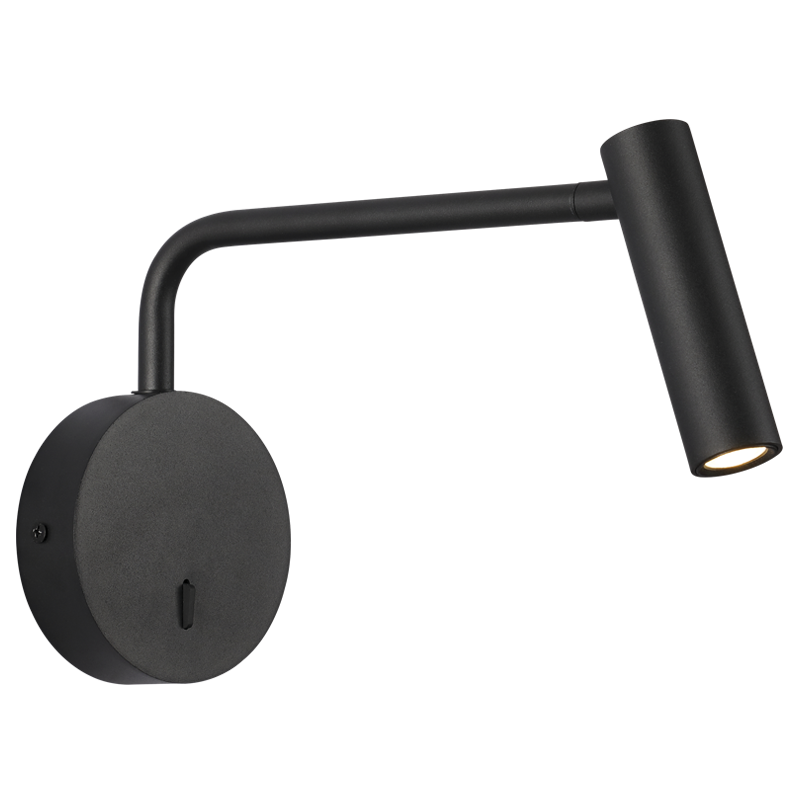 surface mounted wall light for reading in black