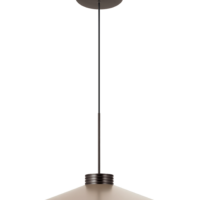 hanging light with cone shade and intergrated LED in nut brown colour