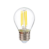 Clear glass LED lightbulb in golfball shape with large screw in base