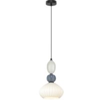 Off-White & Blue-Grey Ceramic & Opal White Glass Shade