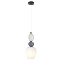 Off-White & Blue-Grey Ceramic & Opal White Glass Shade