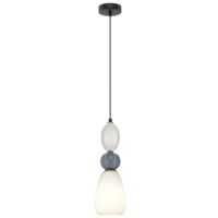 Off-White & Blue-Grey Ceramic & Opal White Glass Shade